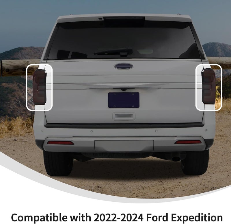 Linskip LED Tail Light Cover Compatible with 2022-2024 Ford Expedition Limited King Ranch Platinum, Tail Lamp Guard Trim Bezels Decoration Accessories for Expedition Exterior Accessories(Smoke Dark) - Image 3